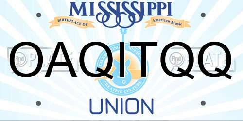 OAQITQQ Mississippi License Plate