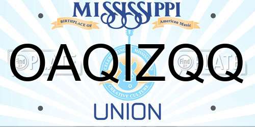 OAQIZQQ Mississippi License Plate