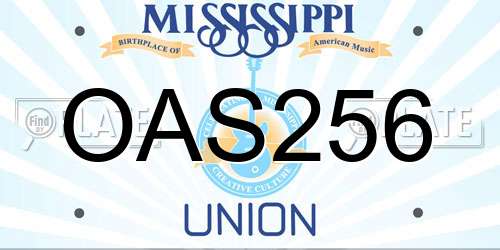OAS256 Mississippi License Plate