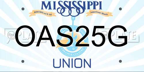 OAS25G Mississippi License Plate