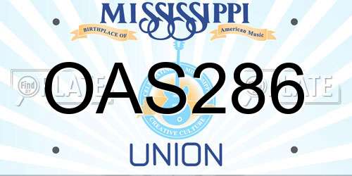 OAS286 Mississippi License Plate