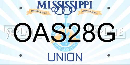OAS28G Mississippi License Plate