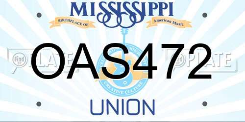 OAS472 Mississippi License Plate