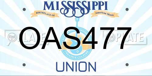 OAS477 Mississippi License Plate