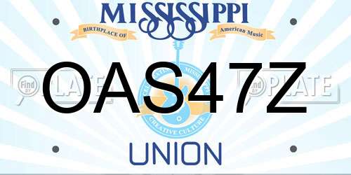 OAS47Z Mississippi License Plate