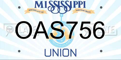 OAS756 Mississippi License Plate