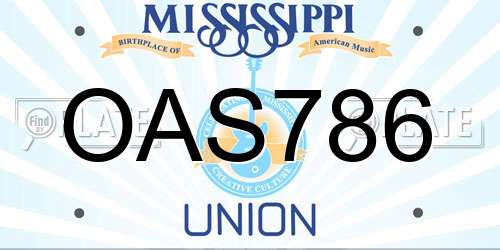 OAS786 Mississippi License Plate