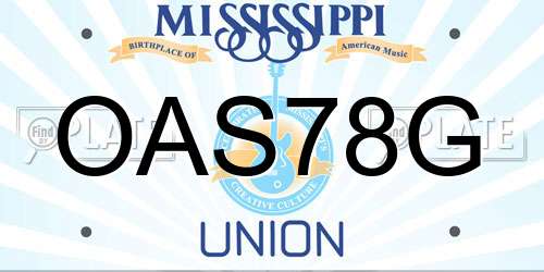 OAS78G Mississippi License Plate
