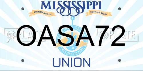 OASA72 Mississippi License Plate