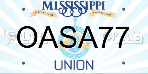 OASA77 Mississippi License Plate