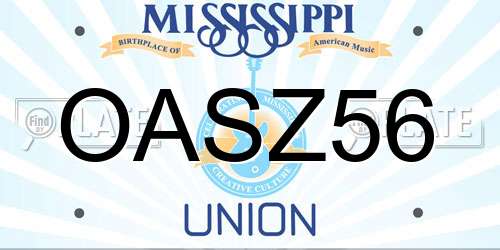 OASZ56 Mississippi License Plate
