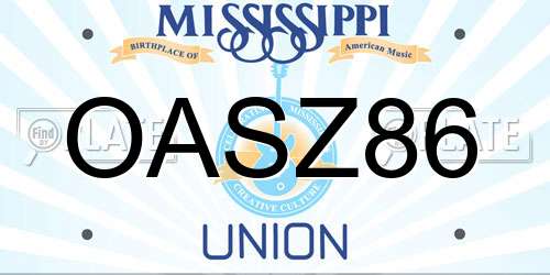 OASZ86 Mississippi License Plate