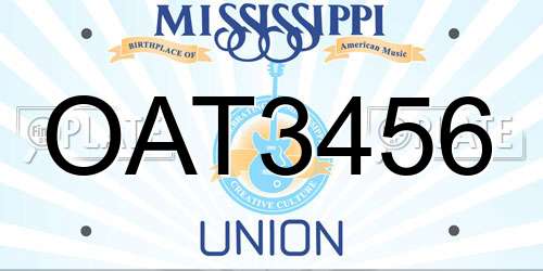 OAT3456 Mississippi License Plate