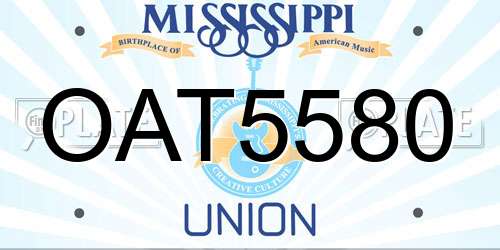 OAT5580 Mississippi License Plate