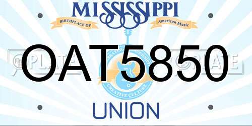 OAT5850 Mississippi License Plate