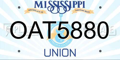 OAT5880 Mississippi License Plate