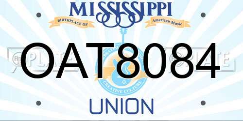 OAT8084 Mississippi License Plate