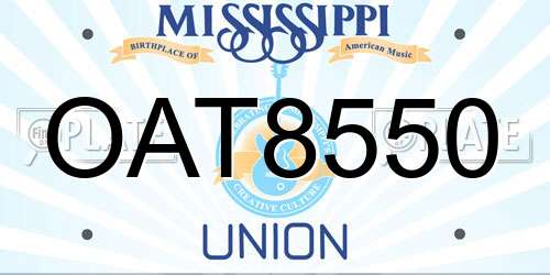 OAT8550 Mississippi License Plate