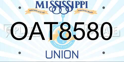 OAT8580 Mississippi License Plate