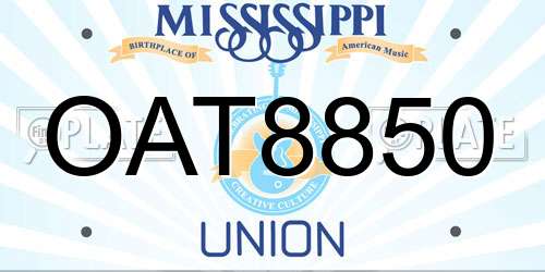 OAT8850 Mississippi License Plate
