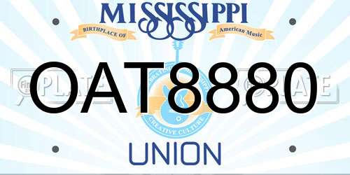 OAT8880 Mississippi License Plate