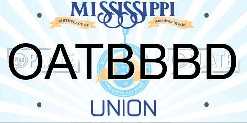 OATBBBD Mississippi License Plate