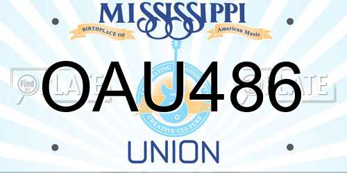 OAU486 Mississippi License Plate