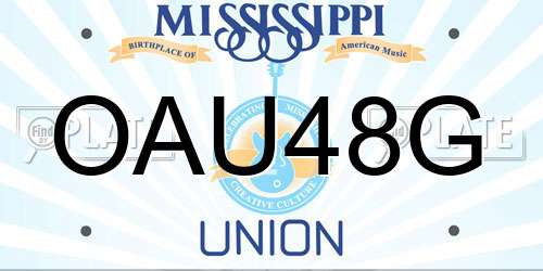OAU48G Mississippi License Plate