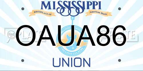 OAUA86 Mississippi License Plate