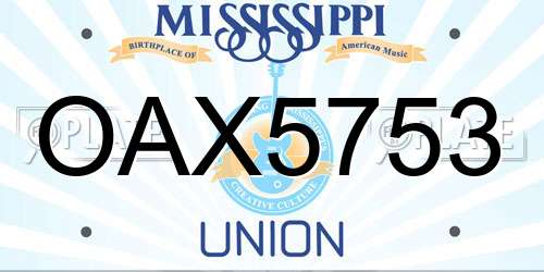 OAX5753 Mississippi License Plate