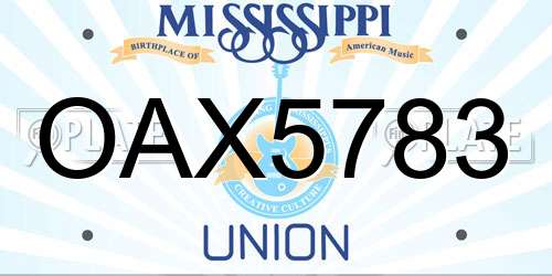 OAX5783 Mississippi License Plate