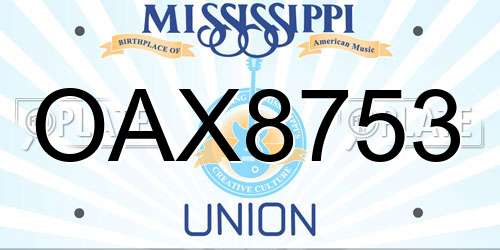 OAX8753 Mississippi License Plate