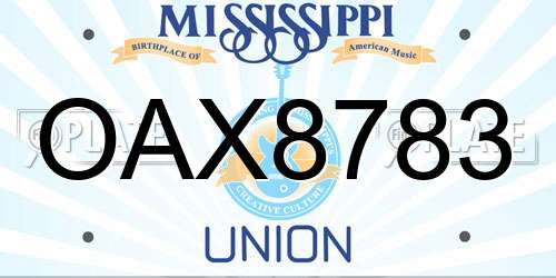 OAX8783 Mississippi License Plate
