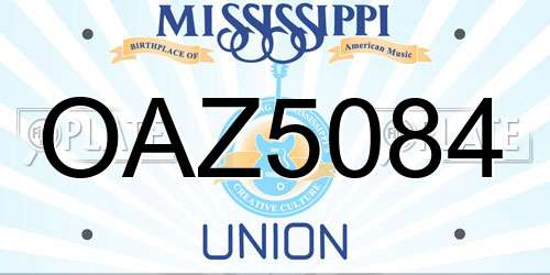 OAZ5084 Mississippi License Plate