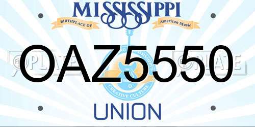 OAZ5550 Mississippi License Plate