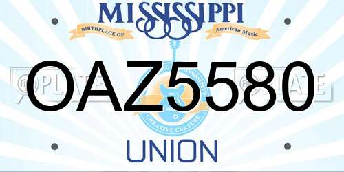 OAZ5580 Mississippi License Plate