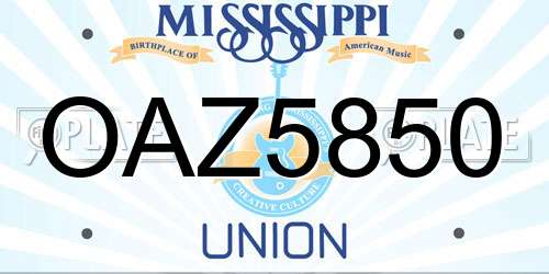 OAZ5850 Mississippi License Plate