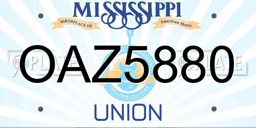 OAZ5880 Mississippi License Plate