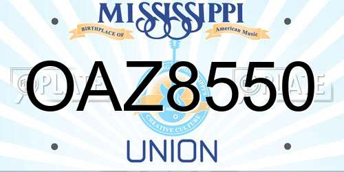 OAZ8550 Mississippi License Plate