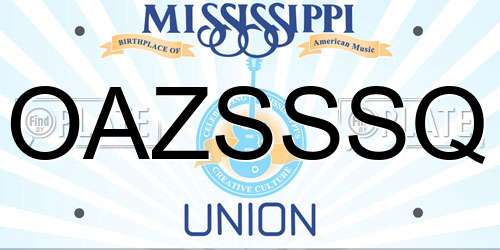 OAZSSSQ Mississippi License Plate
