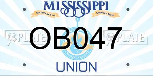 OB047 Mississippi License Plate