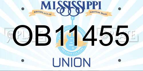 OB11455 Mississippi License Plate