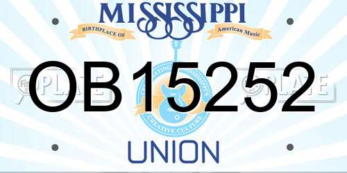 OB15252 Mississippi License Plate