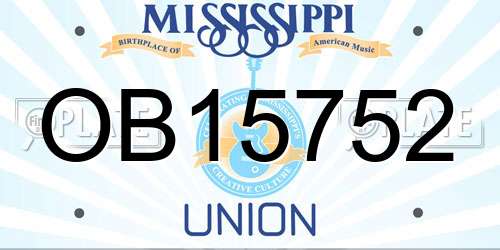 OB15752 Mississippi License Plate