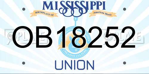OB18252 Mississippi License Plate