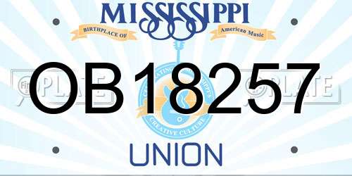OB18257 Mississippi License Plate