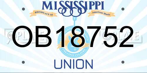 OB18752 Mississippi License Plate