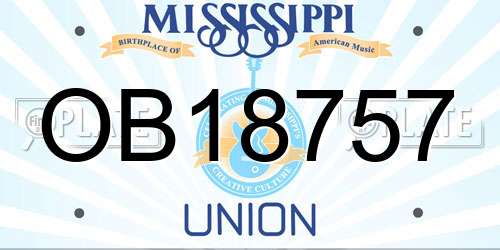 OB18757 Mississippi License Plate