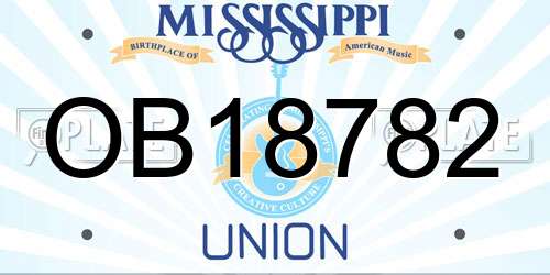 OB18782 Mississippi License Plate