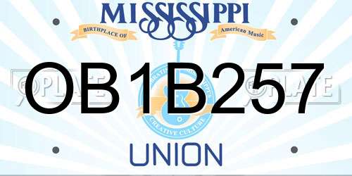 OB1B257 Mississippi License Plate